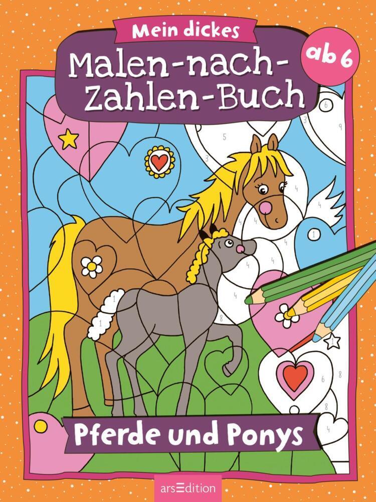 Mein dickes Malen-nach-Zahlen-Buch - Pferde und Ponys