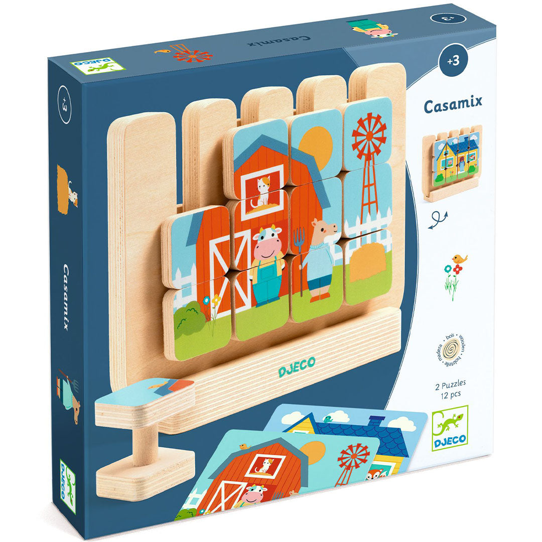 Djeco houten puzzel casamix - 2x12st