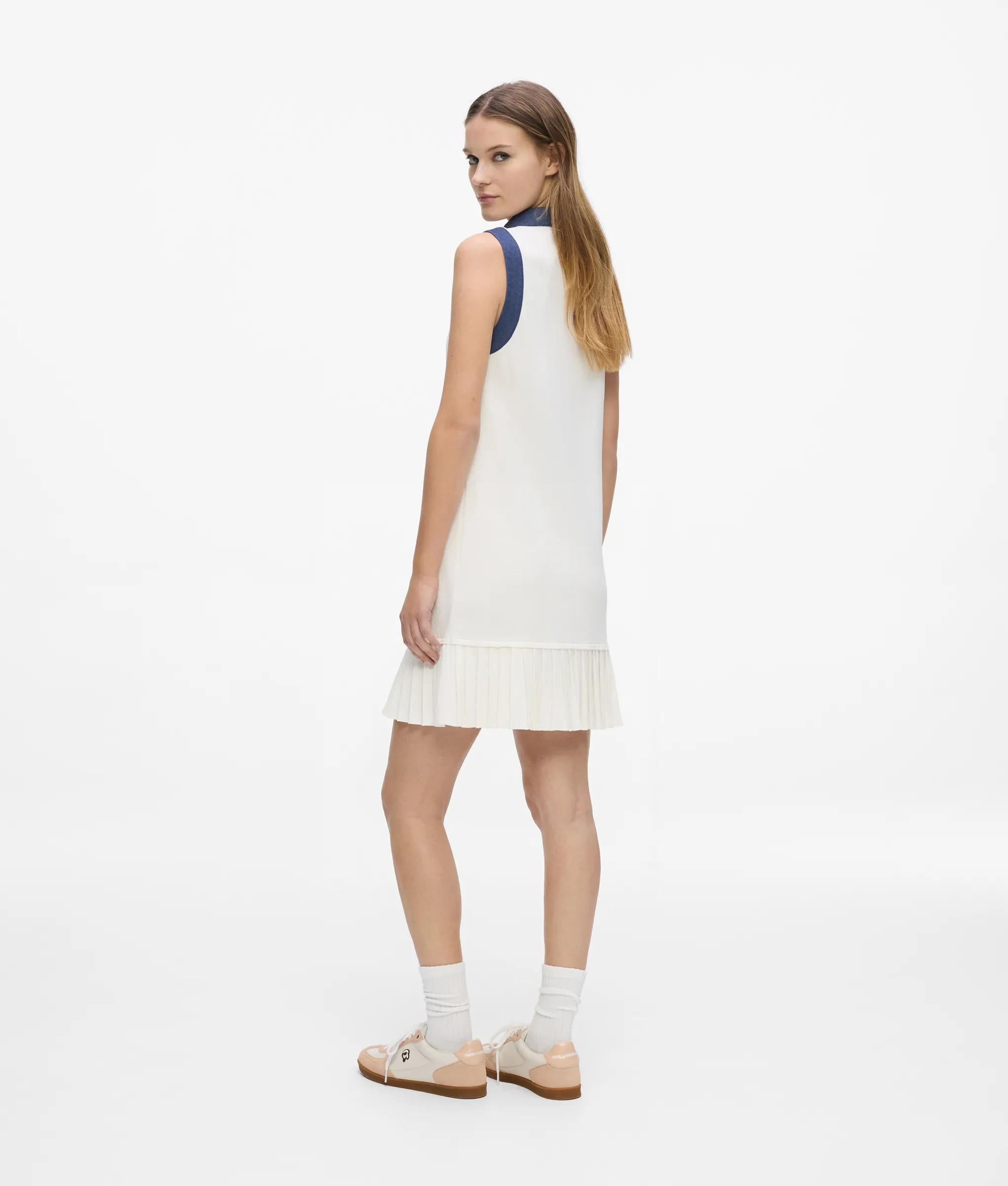 Ikon gebreide Jurk met denim details