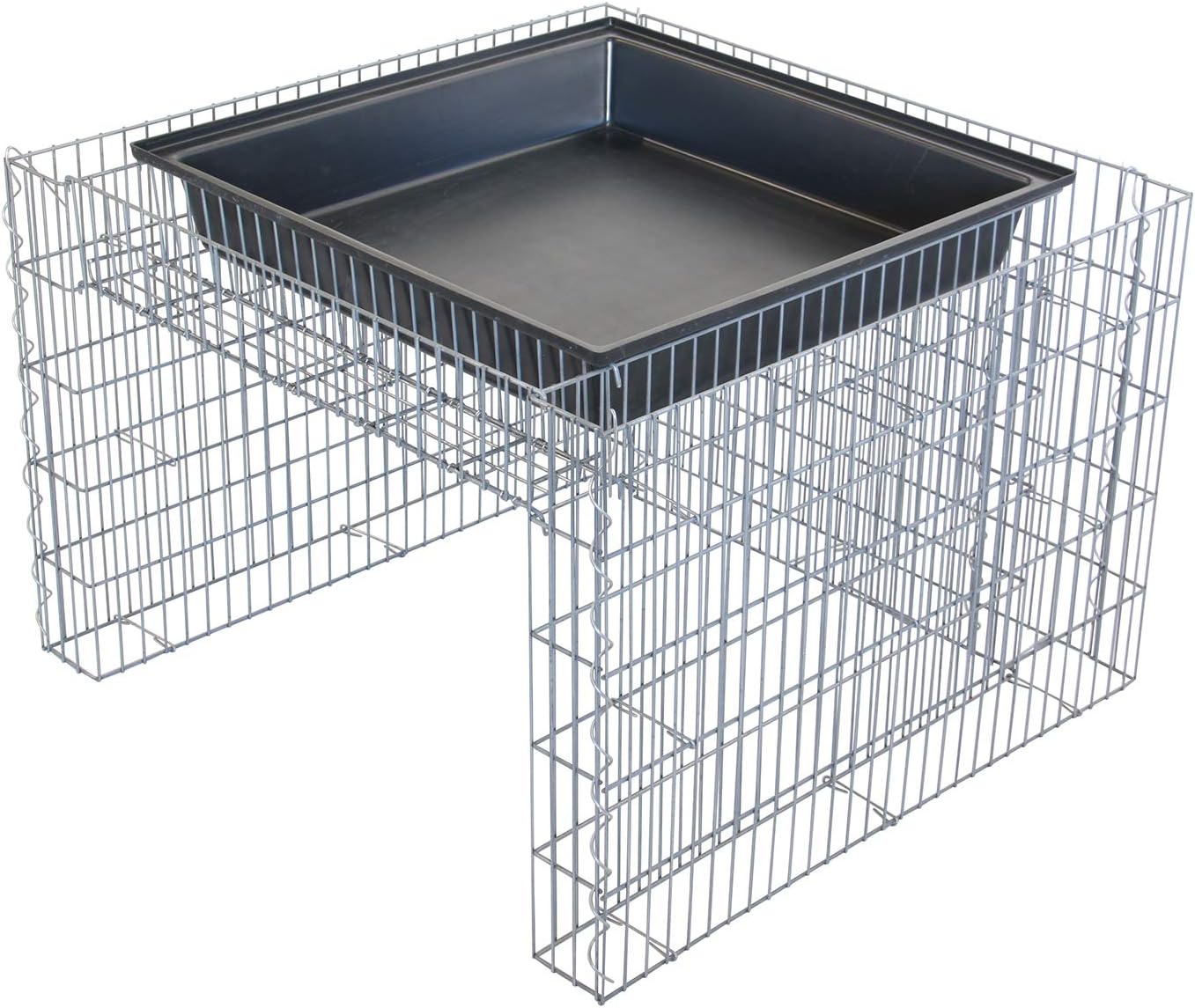 bellissa - Zink-Aluminium, Gabionen Mähroboter-Garage - 97296 - Bepflanzbare Rasenmäher-Garage mit Pflanzschale, Silber - 75x75x53 cm