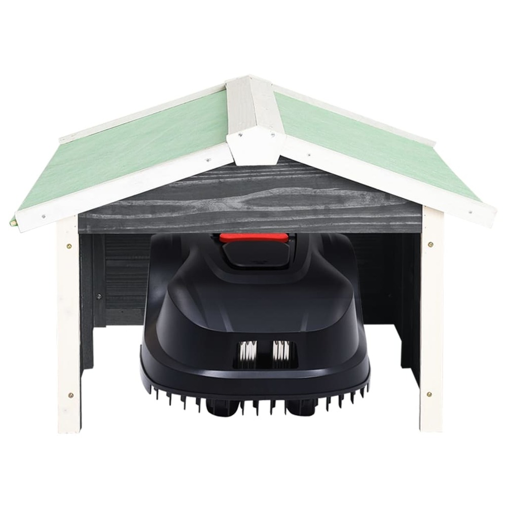 Garage de tondeuse à gazon 72x87x50 cm gris et blanc sapin
