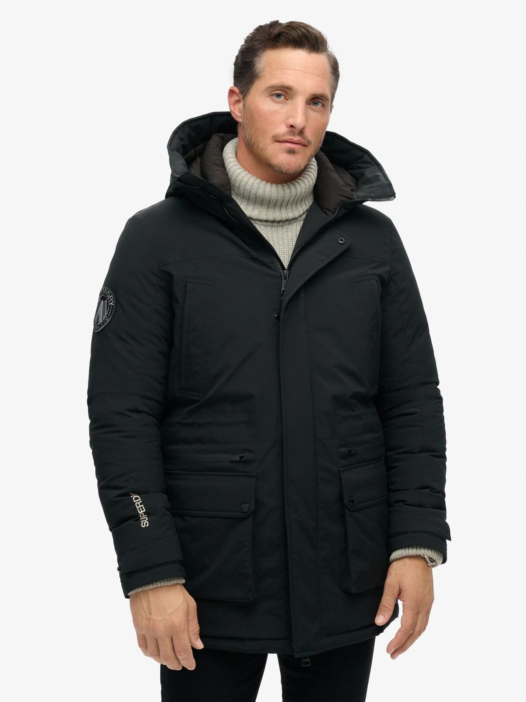 Zwart - Superdry City gewatteerde parkajas