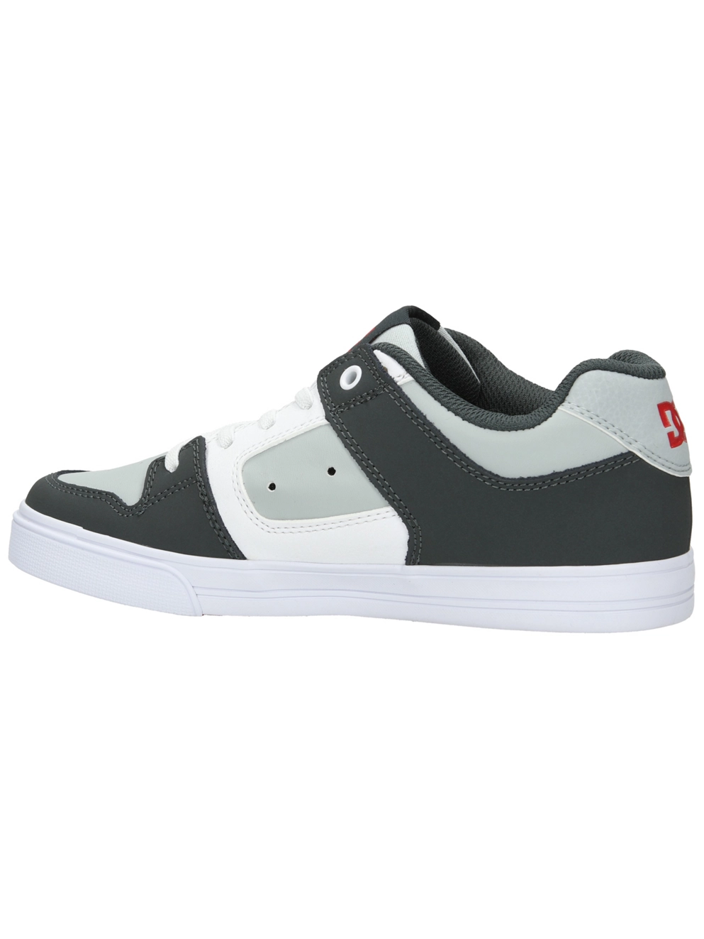 DC Pure Elastic Kids Skate Shoes grey/grey/red
