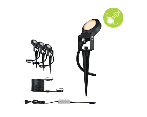 Paulmann Plug & Shine LED-tuinspot starterset, insectvriendelijk, 3 x 6,3 W, 280 lm, 2200 K, Sting antraciet, 230/24 V