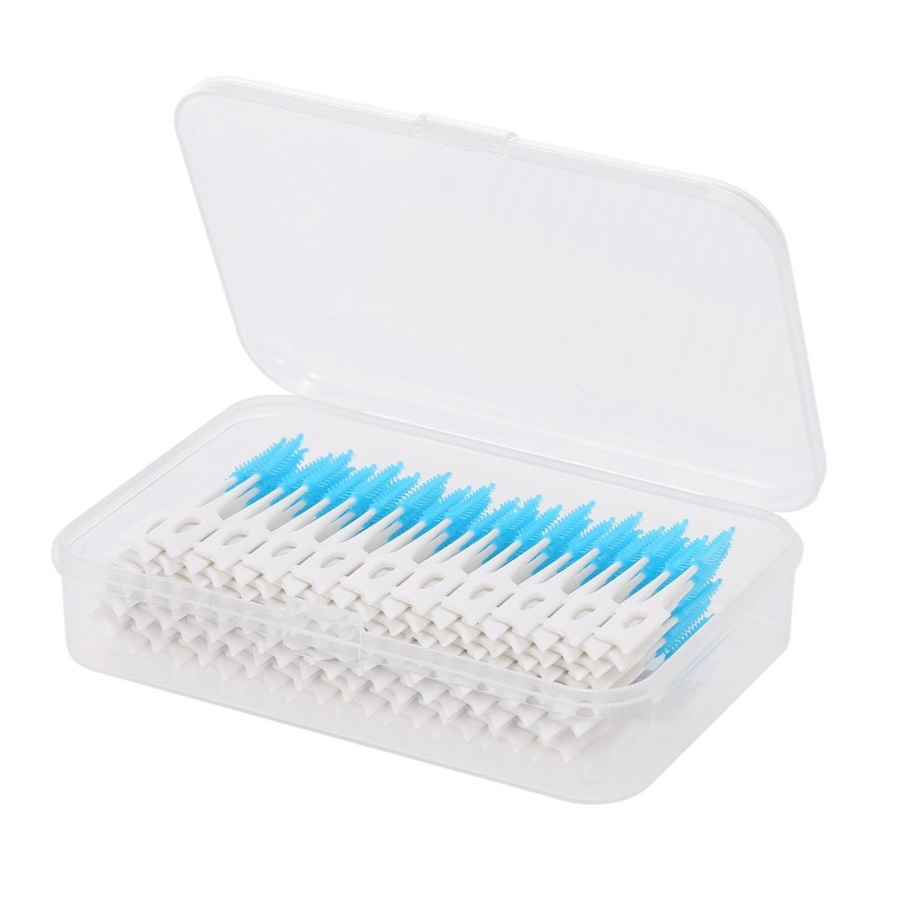 (160er Set) Interdentalbürsten Zahnpflege Zahnzwischenraum Reinigung Zahnseide - Blau / Weiss