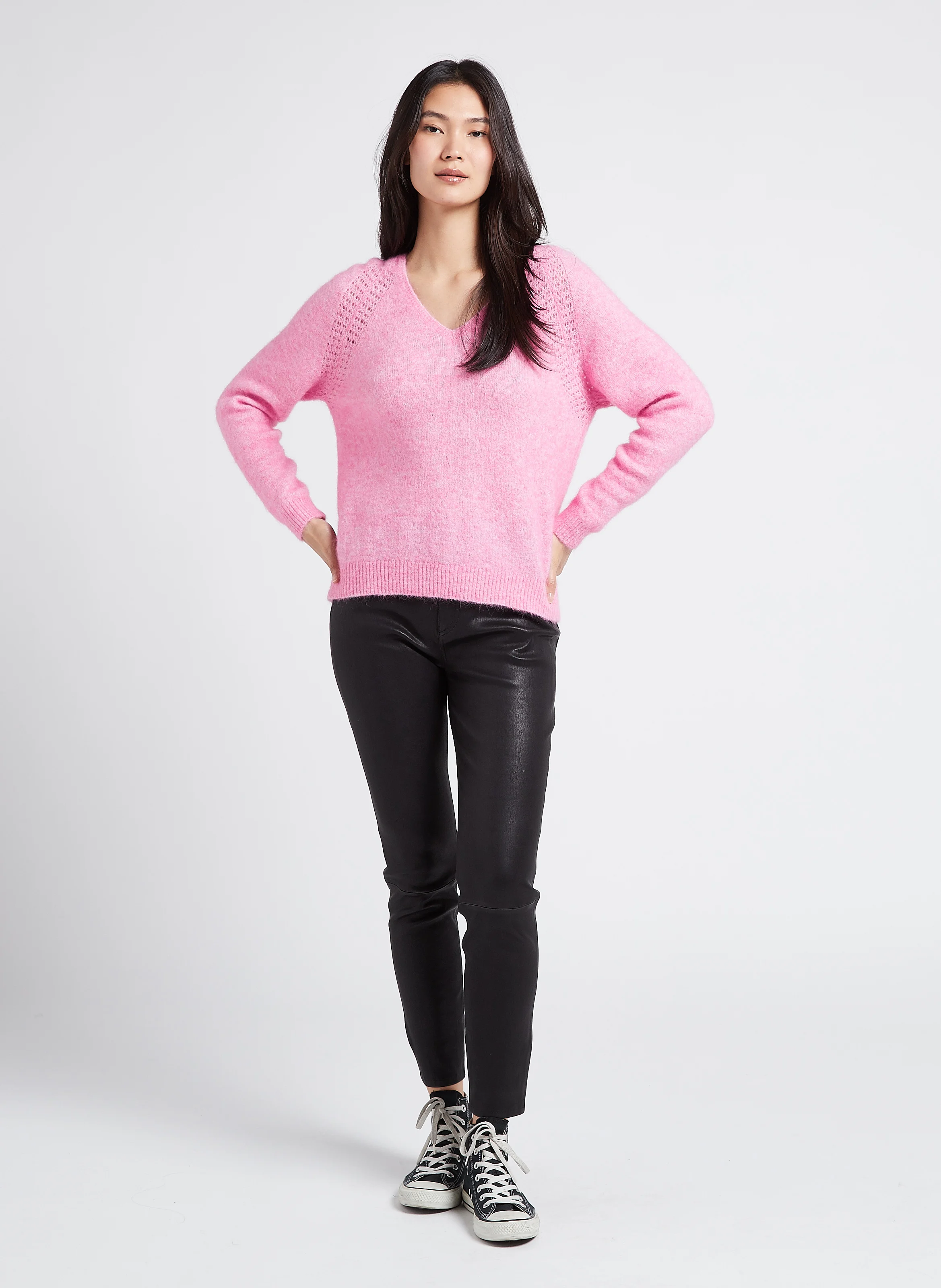 DENVER - Pantalon slim en cuir | Noir