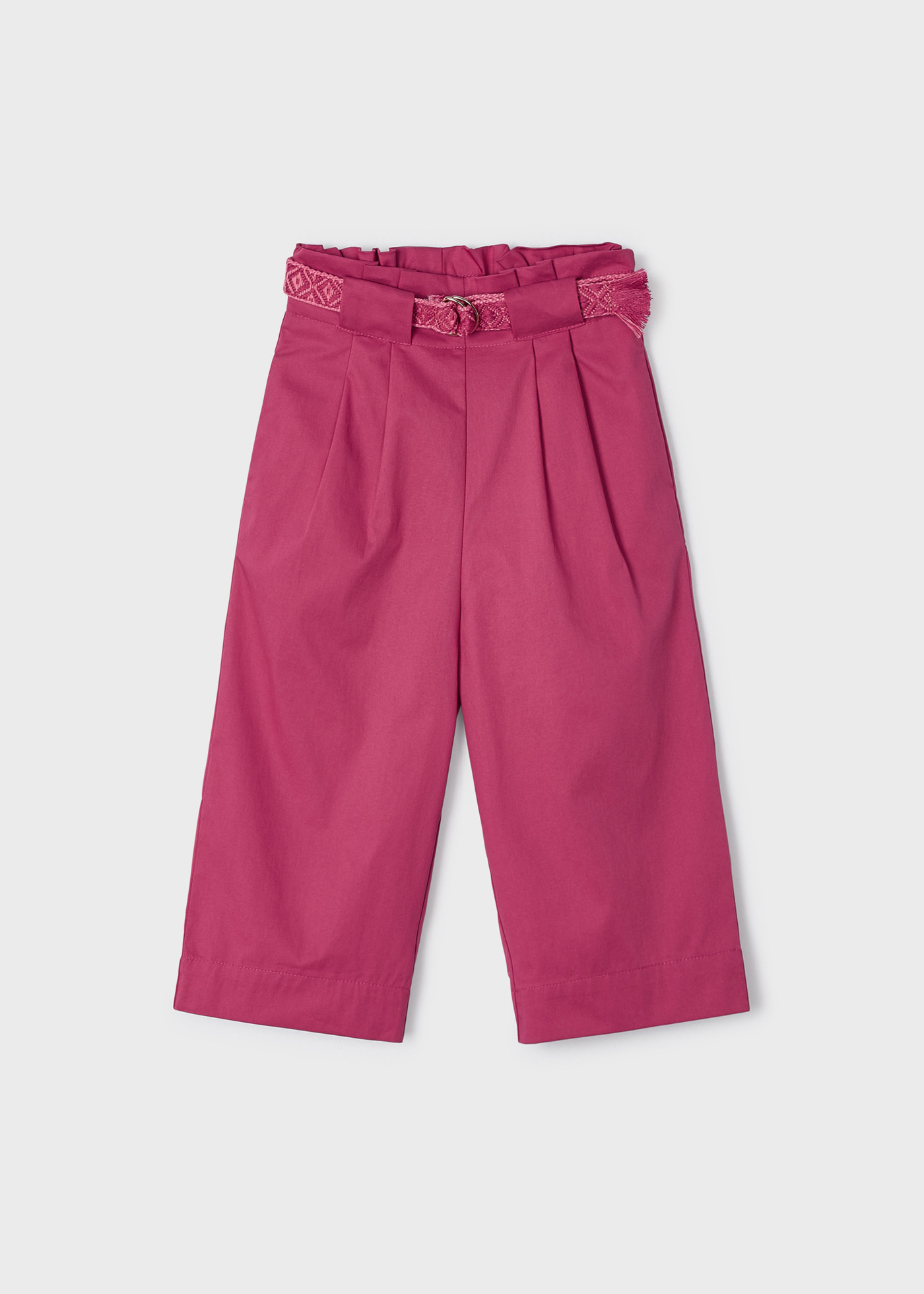 Calças cropped com cinto para meninas