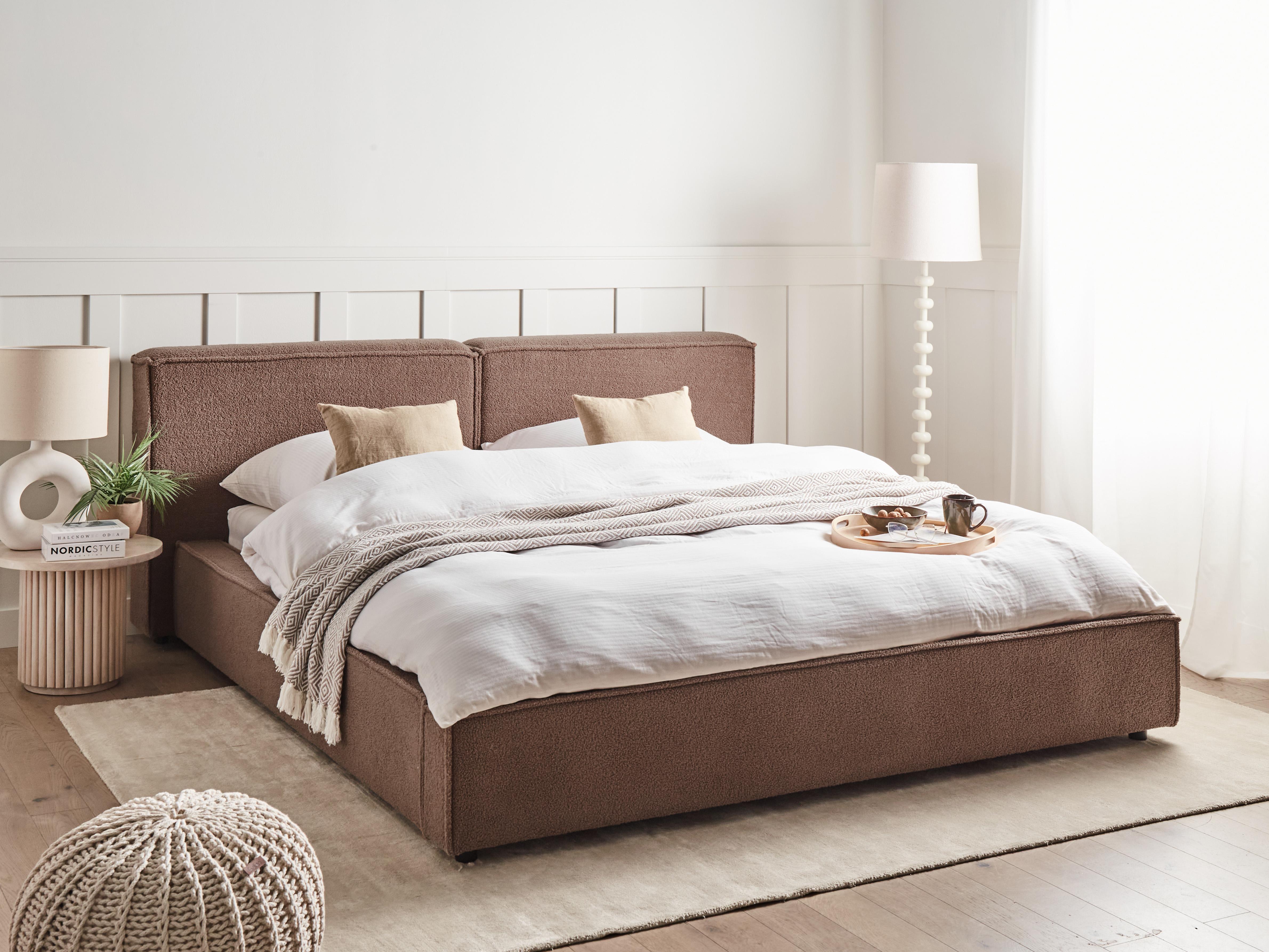 Waterbed Bouclé LINARDS 160 x 200 cm Bruin