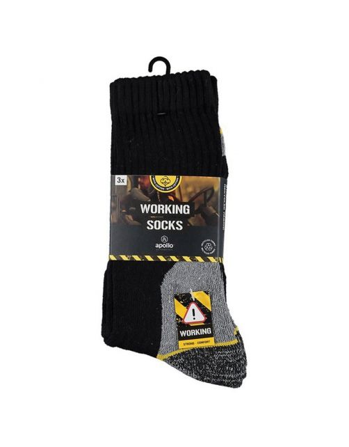 Apollo Werksokken 3-Pack Zwart - Sokken