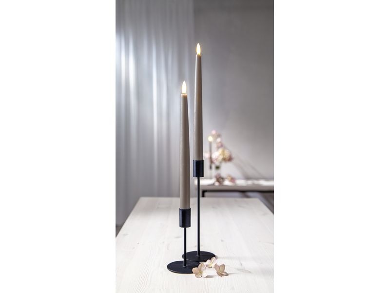 Star Trading LED-Stabkerzen Set Flamme Slim, 2 Stück, Braun Romantisches Kerzenlicht für besondere Momente