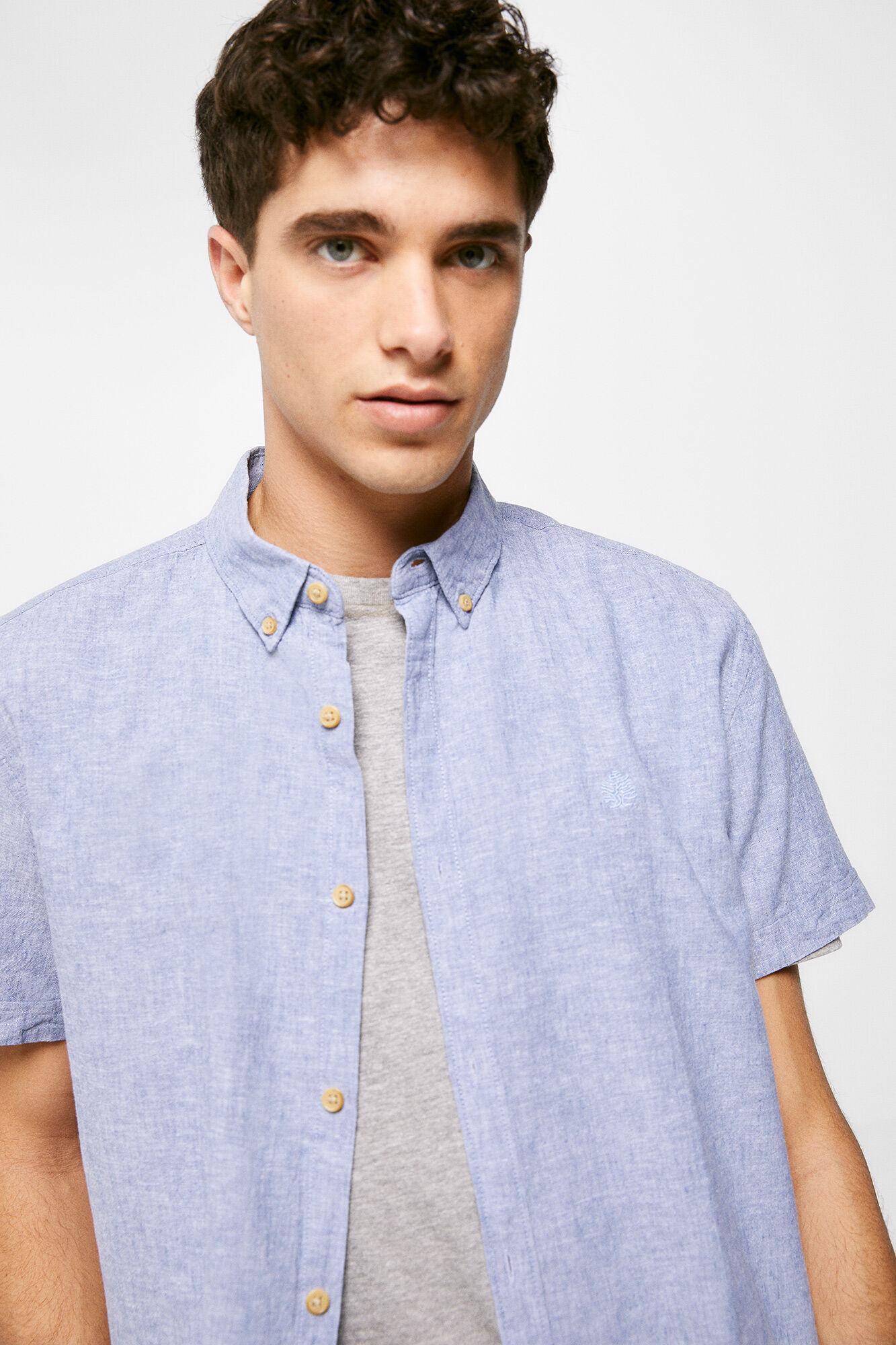 Camisa de linho - azul médio