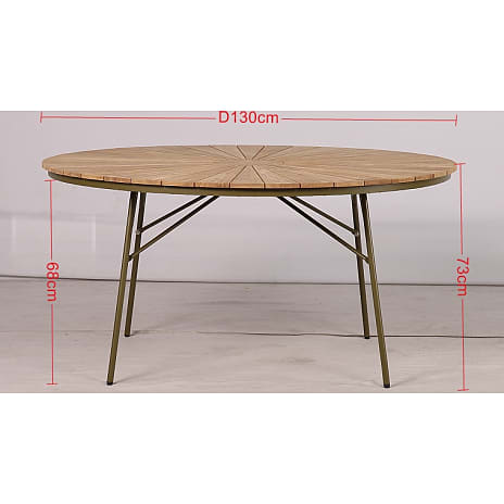 Kertemindebord Ø130 teak havemøbelsæt med 6 stole - teak/grøn