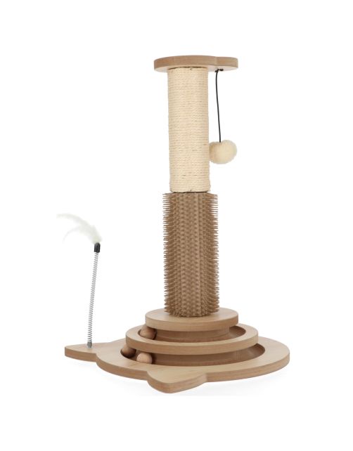 Adori Houten Kattenspel Mika - Kattenspeelgoed - 32x32x49 cm Houtkleur