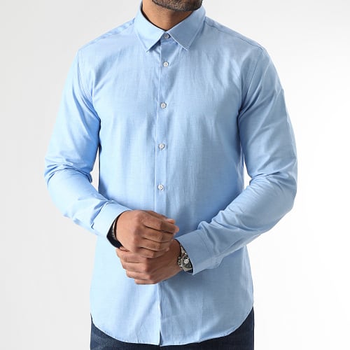 Chemise Manches Longues 2896 Bleu Clair Chiné