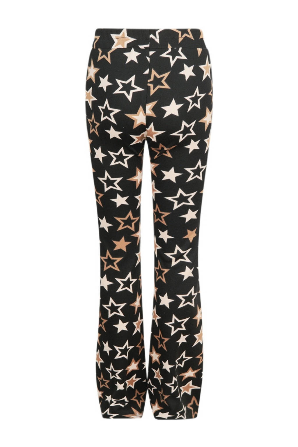 Shoeby flared broek met sterren zwart/goud/wit