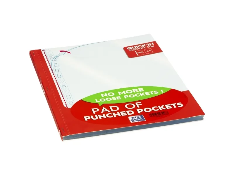 OXFORD Quick In-plastiklomme blok - med 60 sider A4 transparent