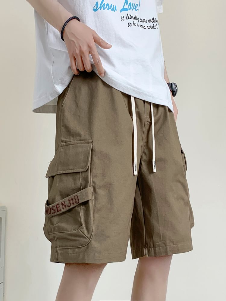Breeson - Cargoshorts met trekkoord en letters