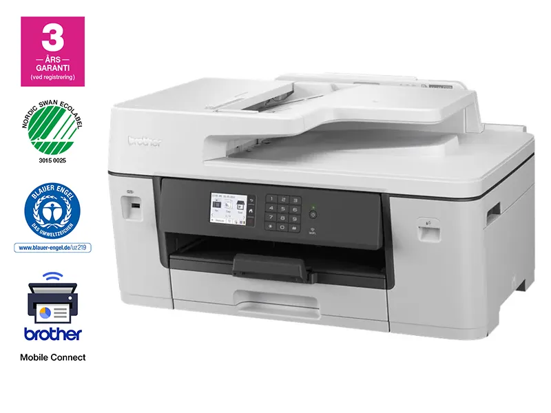 Brother MFC-J6540DW - Multifunktionsprinter - farve - blækprinter - A3 (medie) - op til 25 spm (kopiering) - op til 28 spm (udskriver) - 250 ark - 33.6 Kbps - USB 2.0, LAN, Wi-Fi(n), USB vært