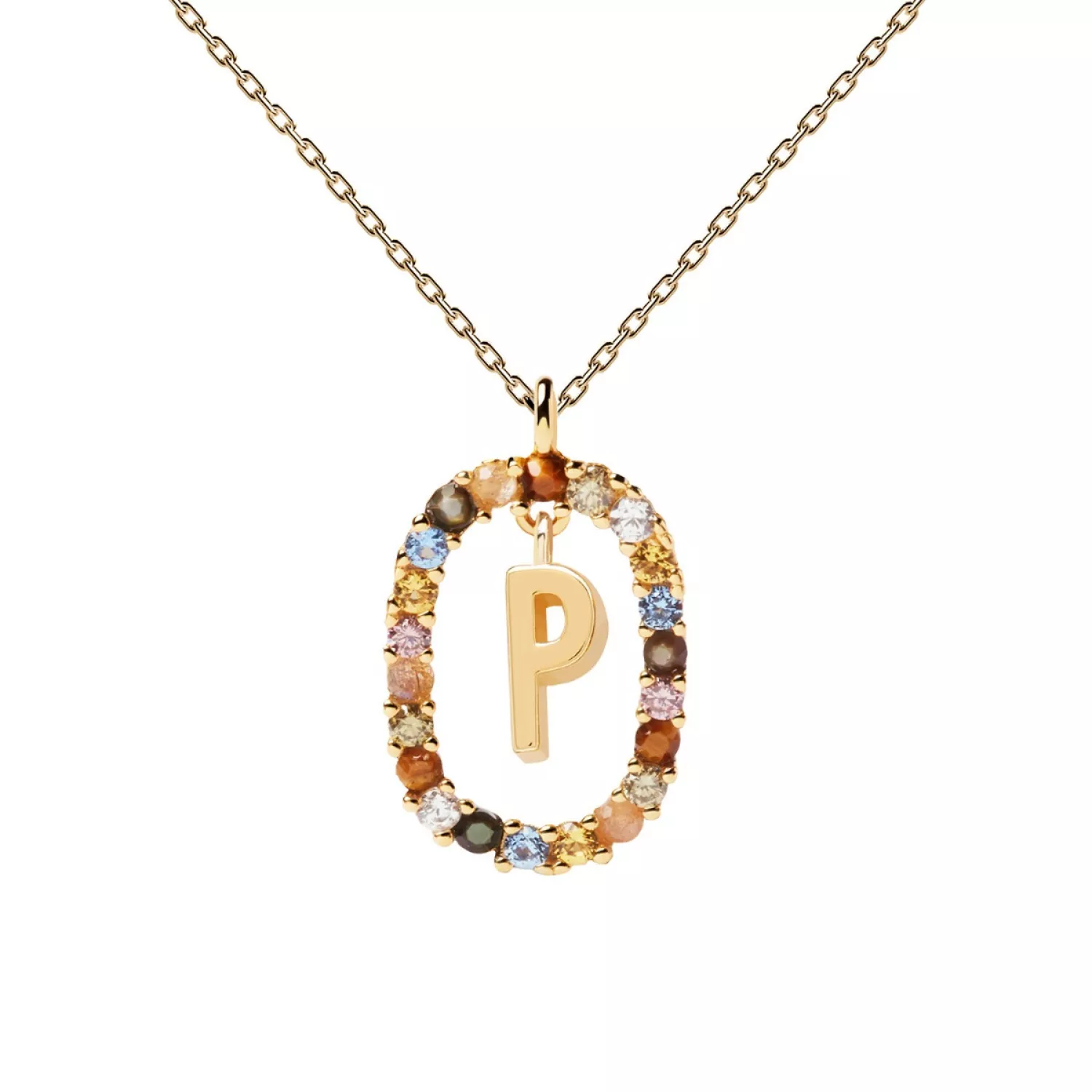 PDPAOLA Letter P Halskæde 18 kt. Forgyldt Sølv CO01-275-U