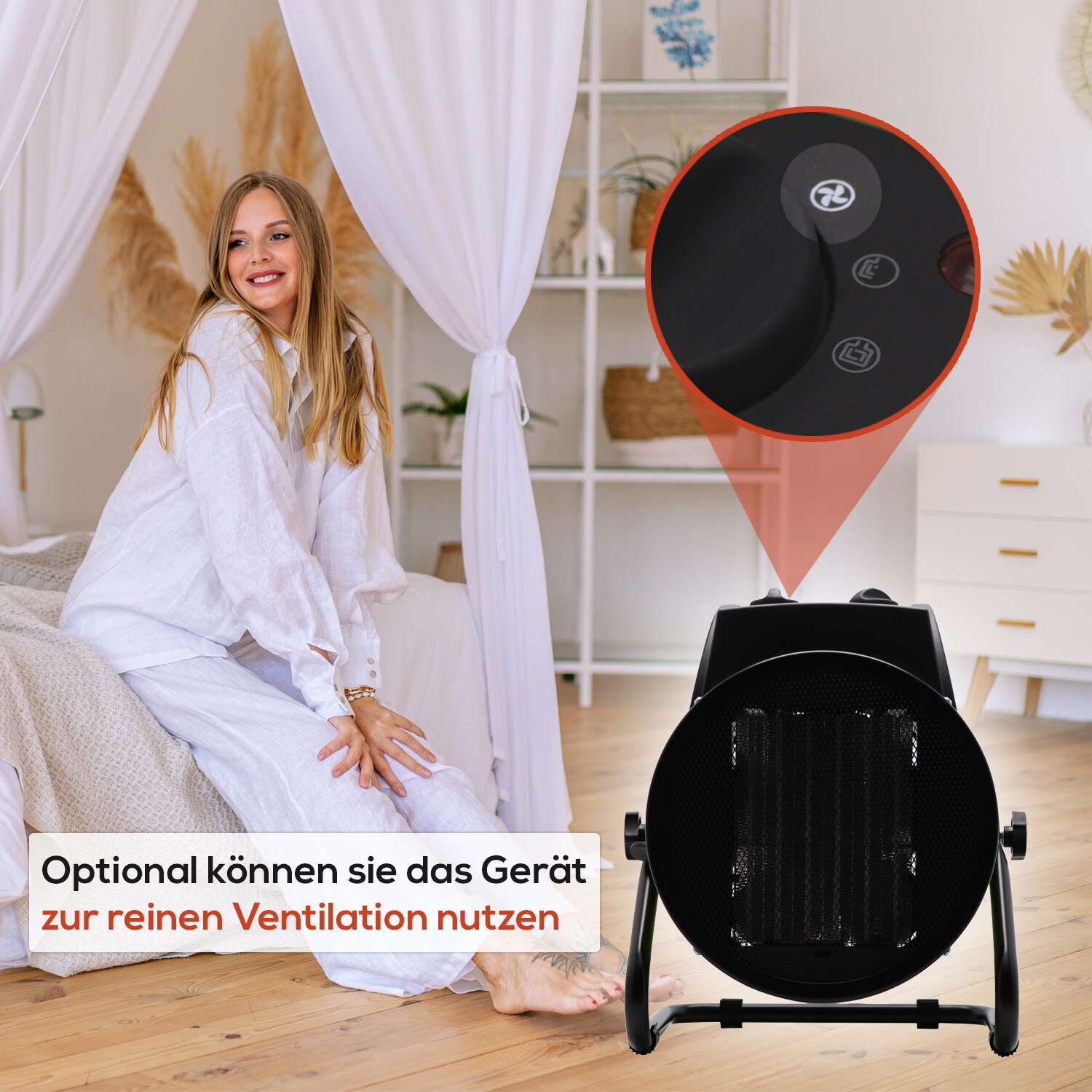 TroniTechnik® KH-502 Keramikheizer Heizlüfter Heizung 2.000 Watt, Tragegriff, PTC Keramik, stufenlose Thermosteuerung