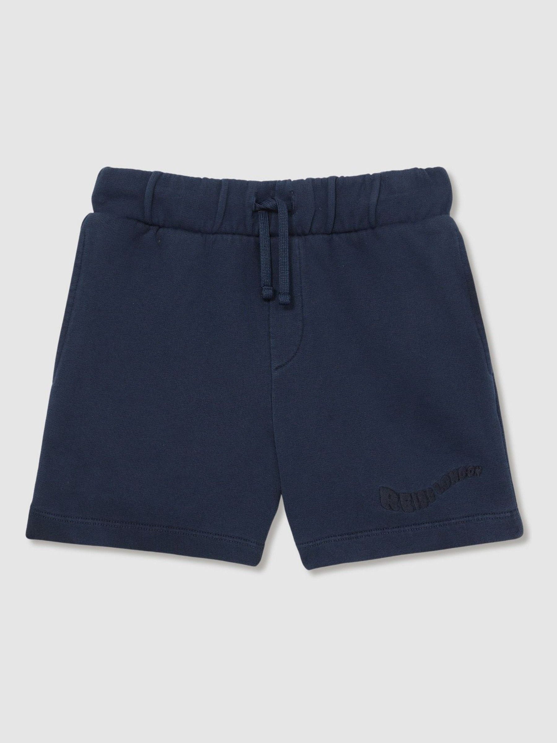 Verwassen marineblauw - Reiss Perry Cotton Brand-Embroidered Shorts