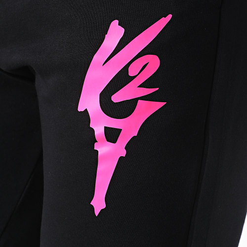 Pantalon Jogging Logo Noir Rose Fluo