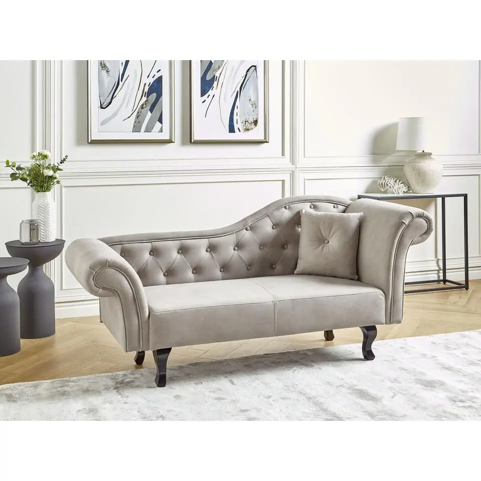 LATTES II - Chaise longue - Taupe - Rechterzijde - Fluweel