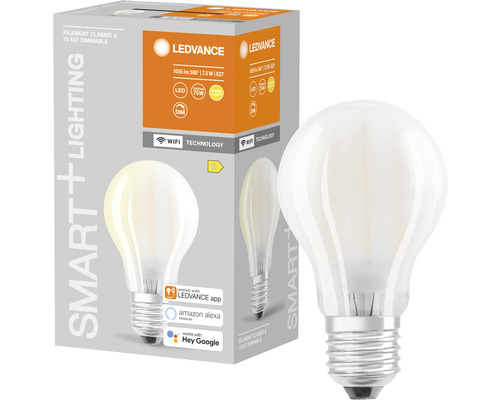 Ledvance Smart WIFI Filament Classic LED-lamp, dimbaar, A75 E27/7,5W (75W), mat, 1055 lm, 2700 K, warm wit