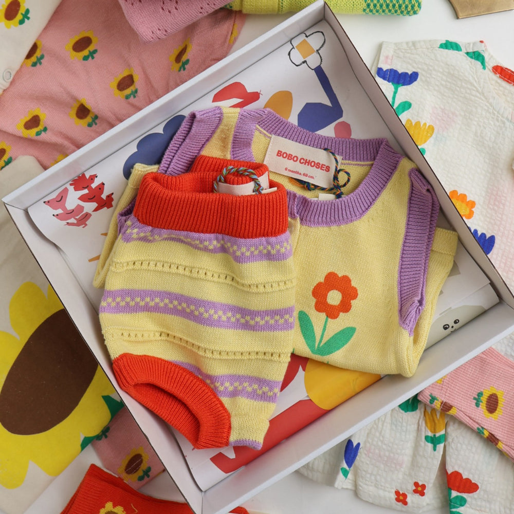 Køb Bobo Choses Beige Flower Strikket Sæt