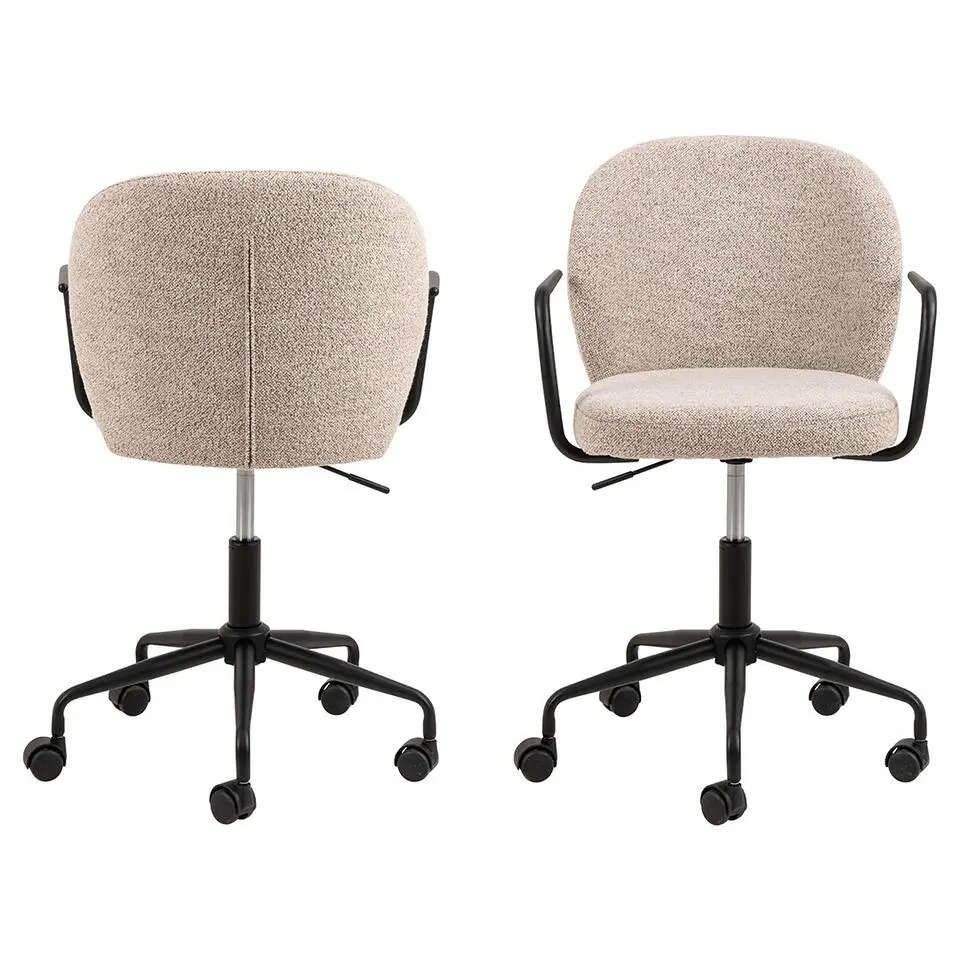 Bureaustoel Beige Stof - Zithoogte 55cm - Santiago