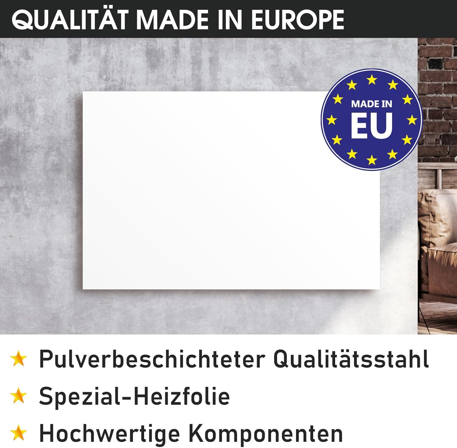 BRAST® Infrarotheizung mit Thermostat | 300-1100 Watt | Made in Europe | Inkl. Wandhalterung | hoher Wirkungsgrad | Flexibler Einsatz | Ultraflache Bauweise | IP-TH 700