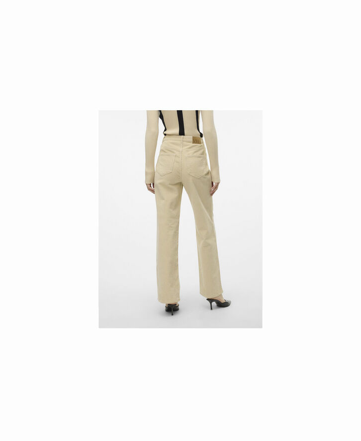Vero Moda VMTESSA HR WIDE CORUDROY PANTS Oatmeal
