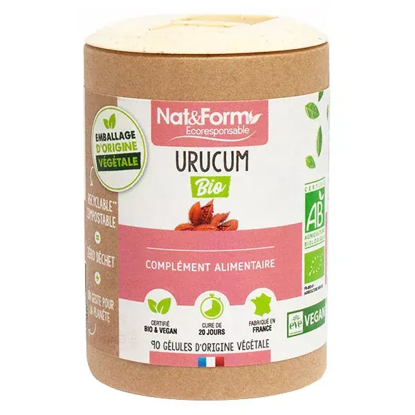 Cápsulas vegetais de urucum orgânico ecológico da Nat & Form (90 unidades)