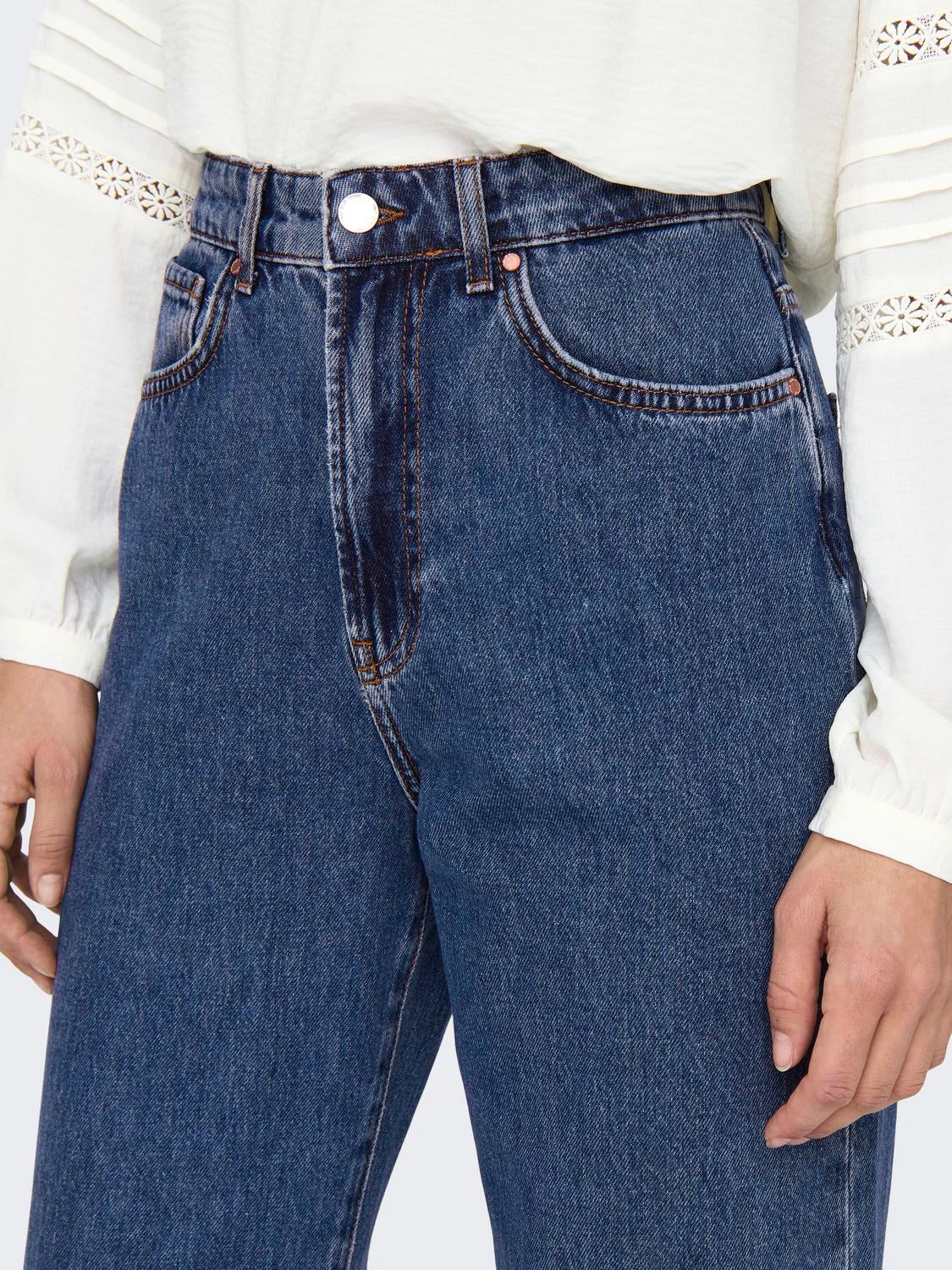 ONLSILJE Hohe Taille Gerade geschnitten Jeans Medium Blue Denim