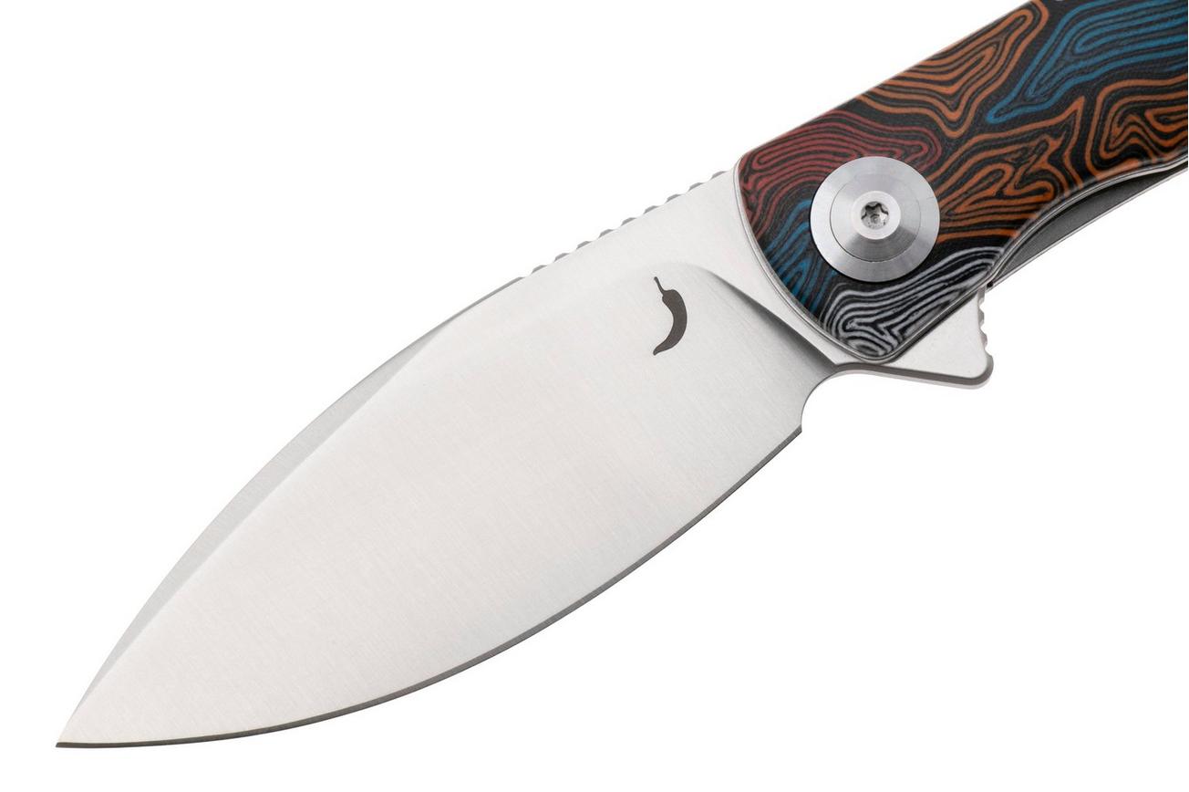 Trollsky Knives Mandu Evo MTE010 Satin 14C28N, Kaleidoscope Turtle G10, zakmes, Michael Trollsky design
