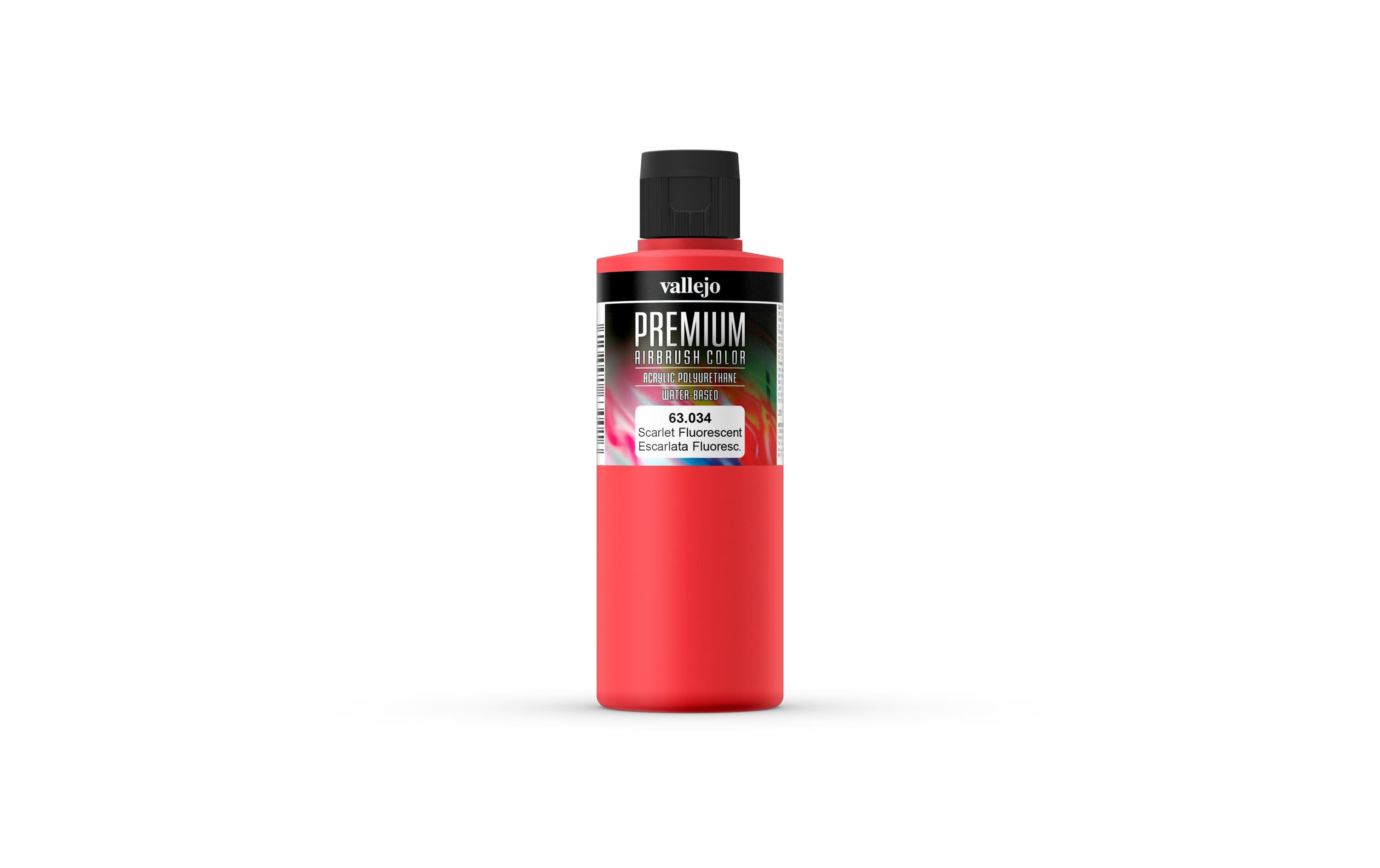 Airbrushfarbe Premium, Fluoreszierend, Scharlachrot, 200 mlPremium Airbrush Farbe zum Lackieren von Lexan, Polycarbonat, Glasfaser, Metall und Polyethylene