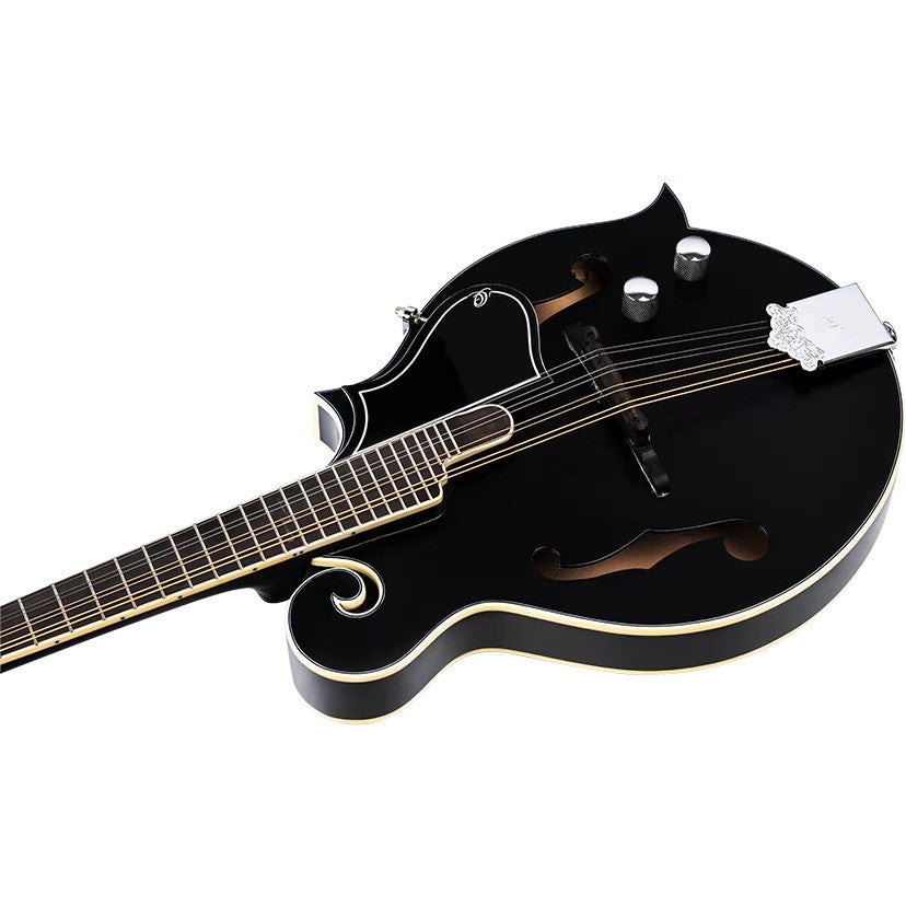 Ortega RMFE40SBK F-Style Series Mandolin Black elektrisch-akoestische F-stijl mandoline met gigbag