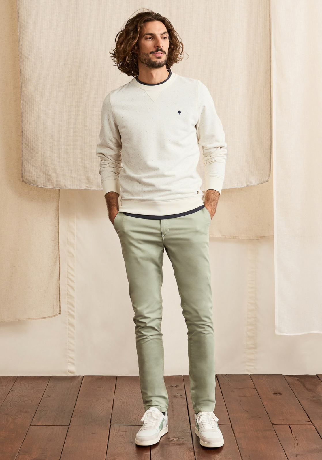 Faguo Pullover Donon Sweat Knit Ecru/Navy