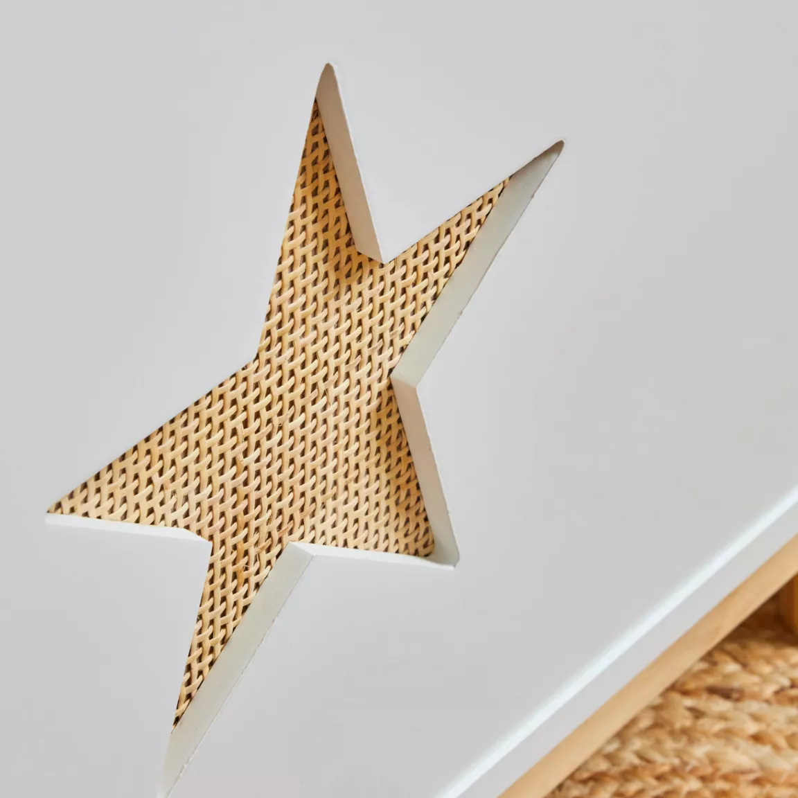 Coffre à jouet avec couvercle enfant bois (H51 cm) Stars Blanc