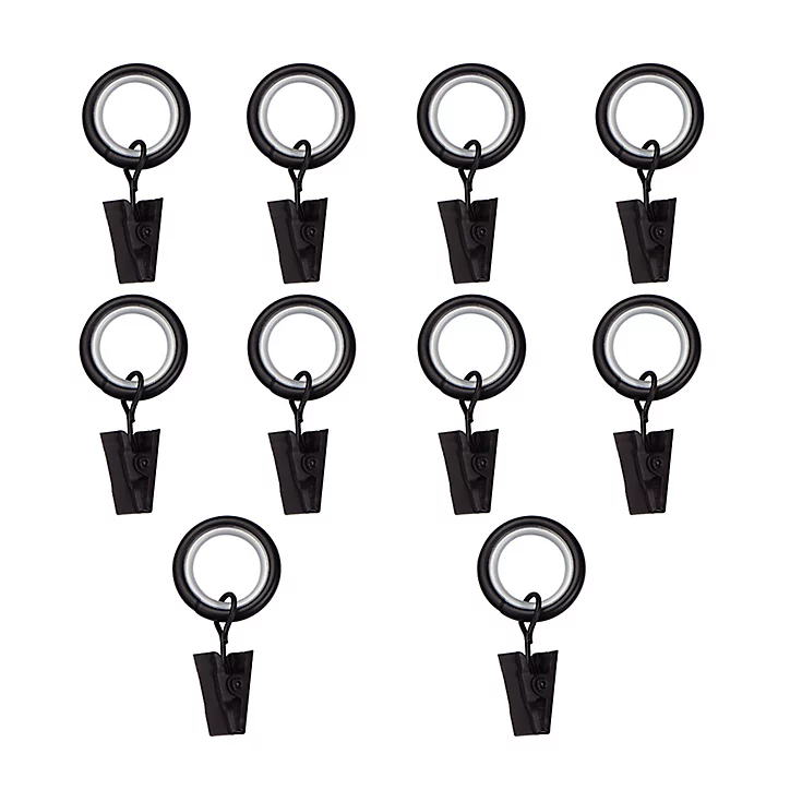 10 anneaux pour barre à rideau Nisis GoodHome ⌀10mm noir