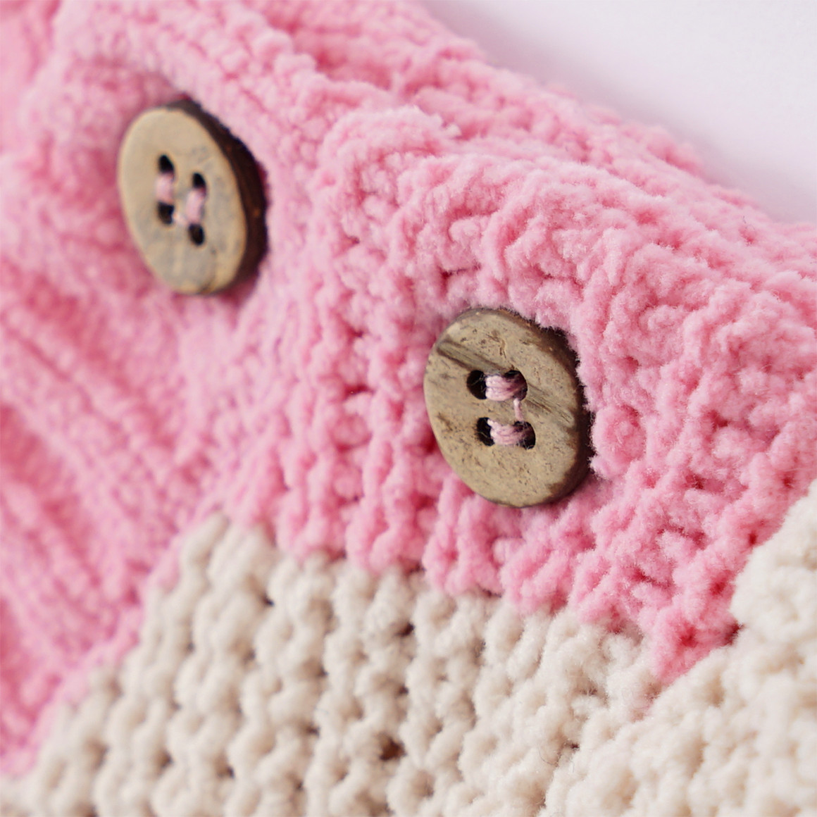 Topomini Baby Pullover aus Chenille rosa / hellbeige
