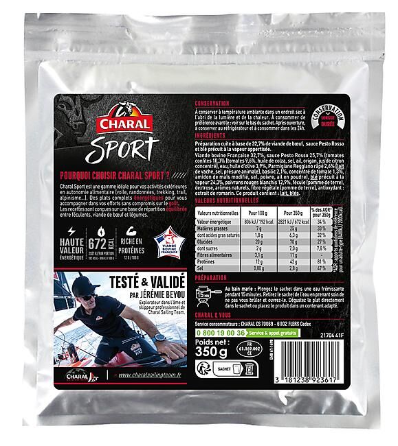 CHARAL SPORT - BOEUF PESTO TOMATE BASILIC BLE 350 G