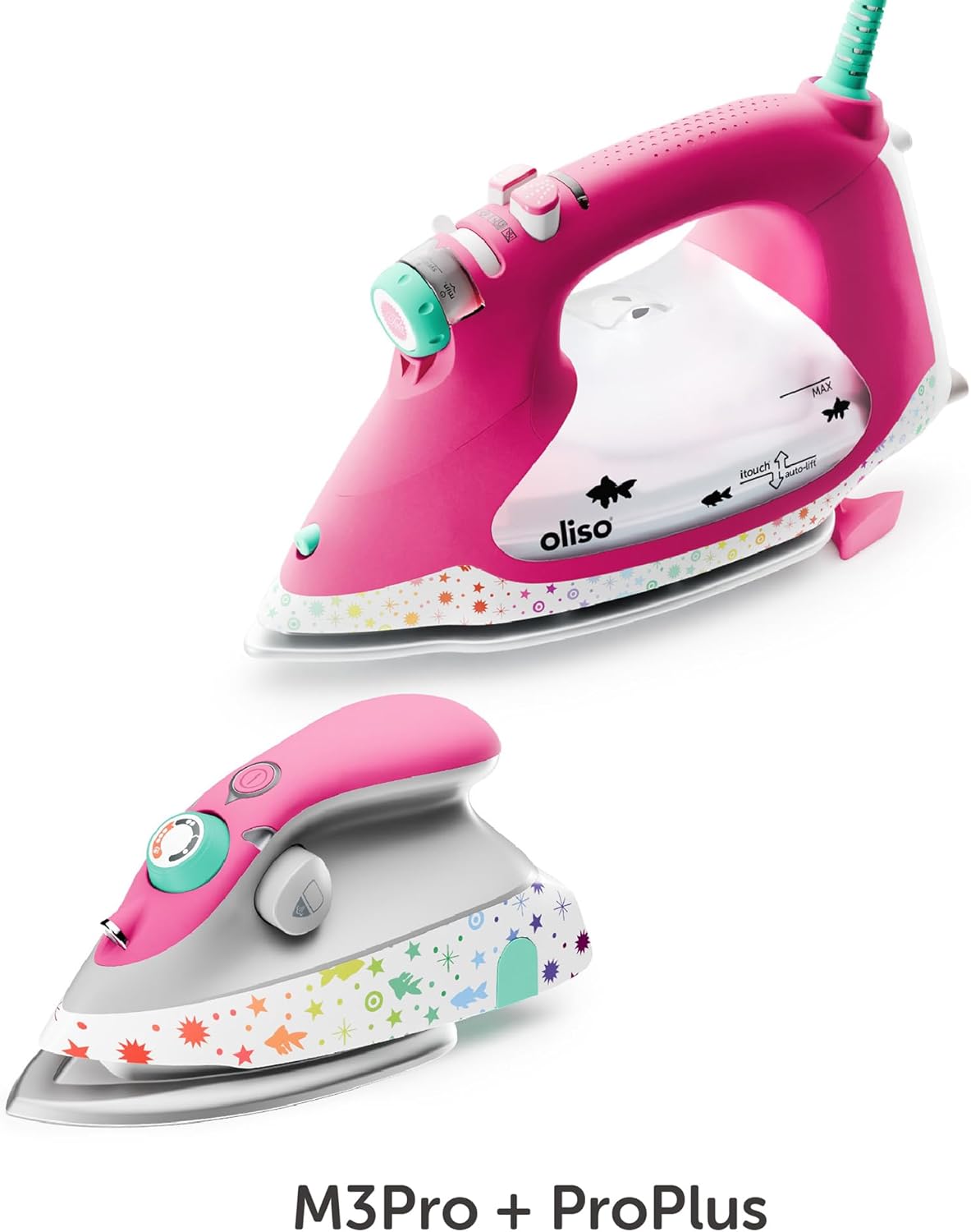 oliso TG1600 Pro Plus SmartIron mit automatischem Lift – zum Bügeln von Kleidung, Nähen, Quilten und Basteln | Diamond Ceramic-Flow-Bügelsohle, Tula Pink