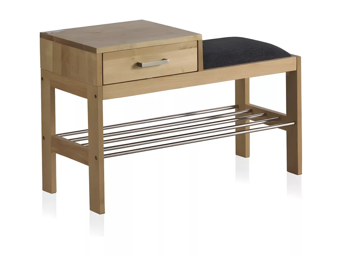 Banc de rangement pour chaussures en bouleau naturel