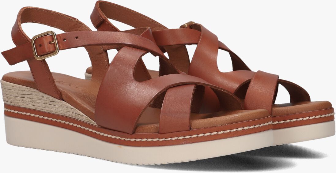 cognac lina locchi sandalen met hak 5547