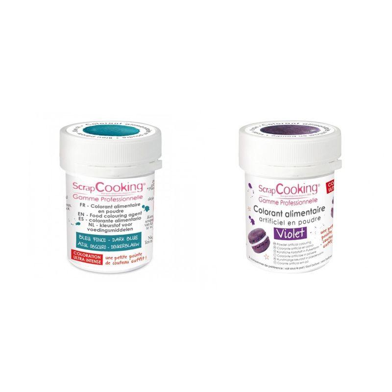 2 colorants alimentaires en poudre - violet-bleu foncé Scrapcooking