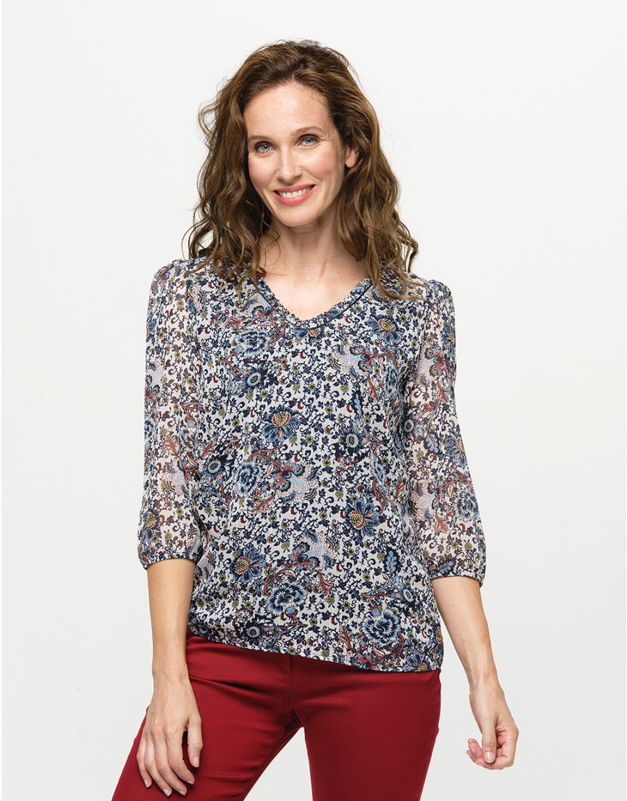 Blouse motifs fleurs
