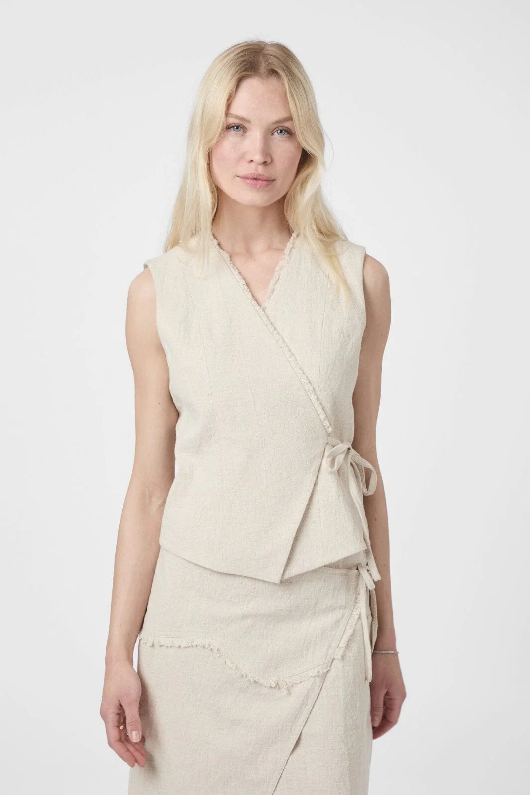 Neo Noir Filora Ramie Wrap Waistcoat 166243