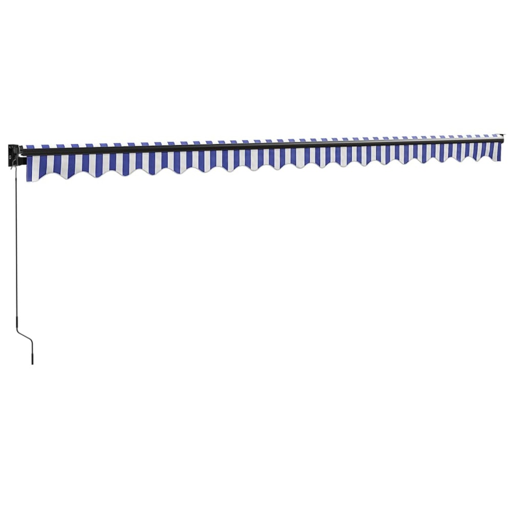 Auvent rétractable bleu et blanc 5x3 m tissu et aluminium