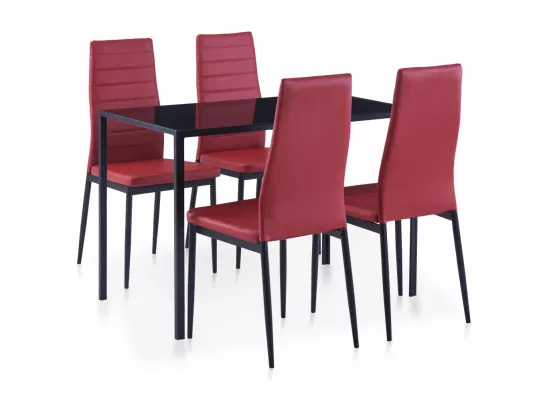 Mobilier de salle à manger 5 pcs Rouge bordeaux